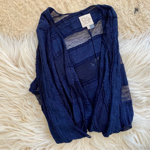 Chaser Revolve Navy Blue Lace Cover Up Shawl - Picture 8 of 8